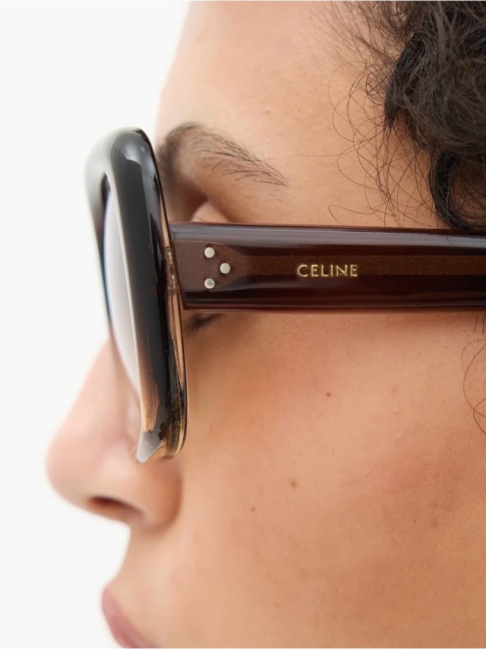 Celine Oversized Square Acetate Sunglasses in Gradient Brown - Picture 2 of 7